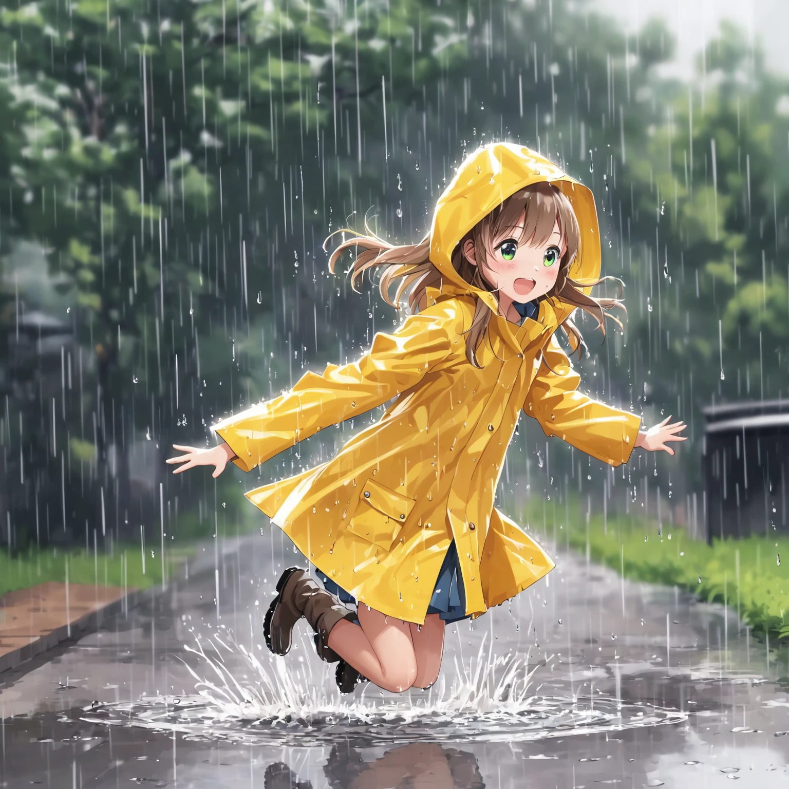 雨の中